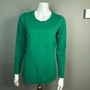 Max Studio Sweater Women's Large Kelly Green Extra Fine Merino Wool Crew Neck